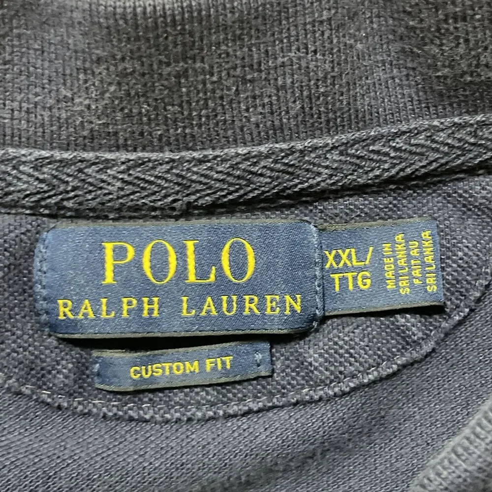 Ralph Lauren Custom Fit Lion Crest Polo Shirt Lion Crest Sewn Navy Blue XXL Men